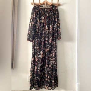 Daniel Rainn Floral Long Sleeve Peasant Maxi Dress